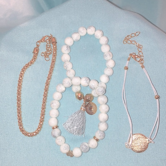 Marble & Gold Tone Four Piece Bracelet Set NEW - Picture 6 of 11